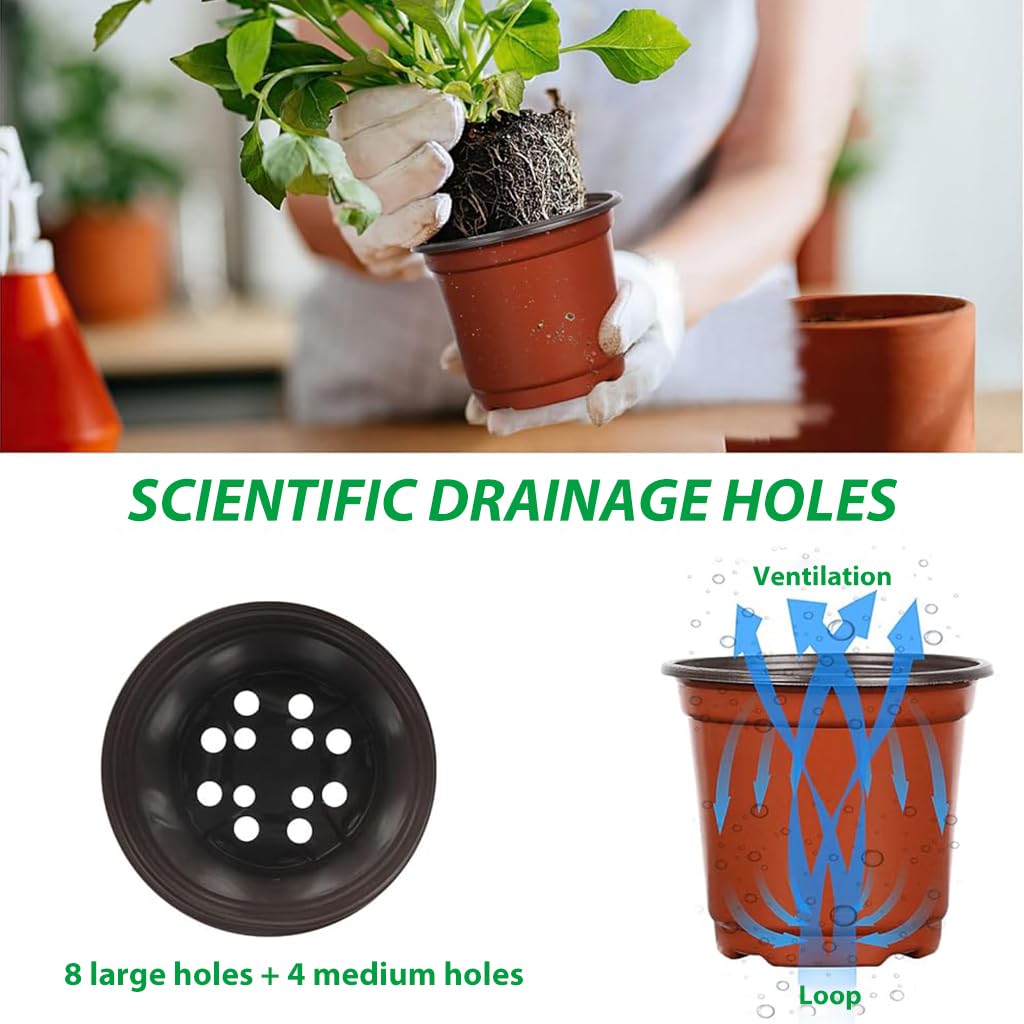 HASTHIP 4.72 Inches Flower Pot 50pcs Plant Pot with Draining Holes Seed Nurserying Pot Plastic Flower Pot Plant Pot