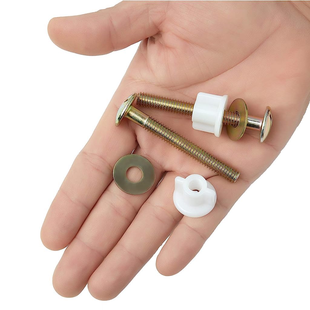 Serplex 2Pcs Toilet Seat Screws, Steel Toilet Seat Bolts Screws Set Heavy Duty Toilet Seat Fastener with Plastic Nuts and Metal Washers, Toilet Hardware Replacement for Top Mount Toilet Seat Hinges