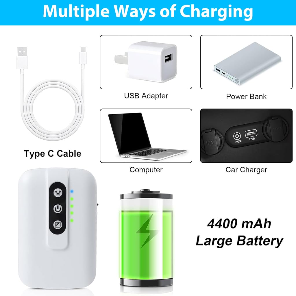 Qpets Portable Oxygen Pump Cordless Aquarium Air Pump Continuous/Intermittent Fishing Air Pump Dual Pipe Aquarium Air Pump Air Stone and Pipe Included USB Rechargeable Aquarium Air Pump