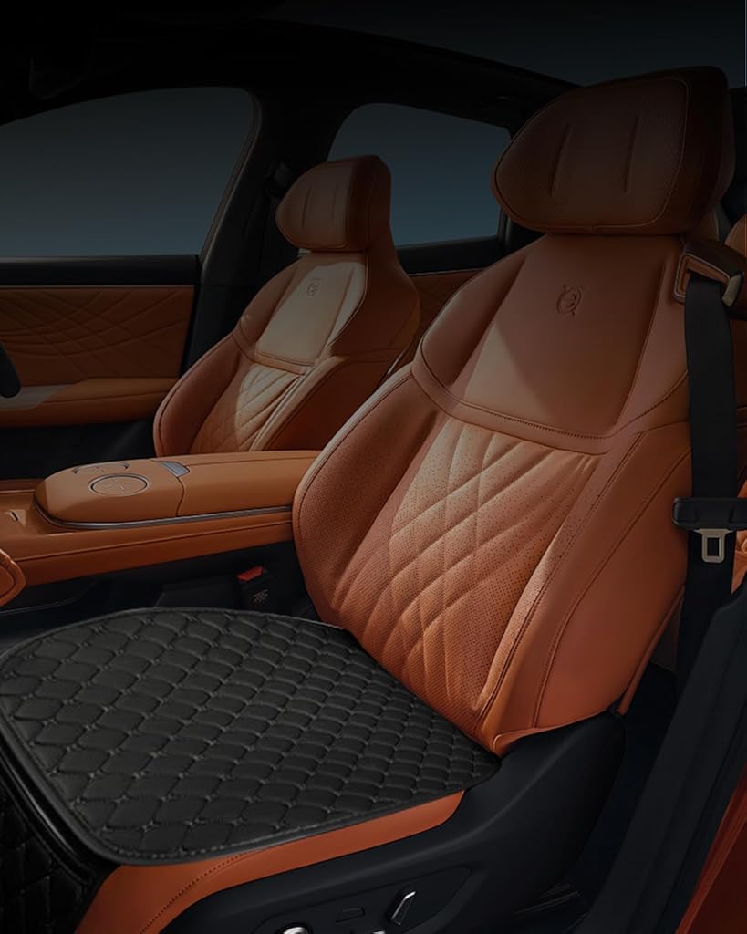 STHIRA® 9PCS Black PU Leather Car Seat Covers with Anti-Slip Silicone Dot and Storage Pouch Ultimate Comfort Durability Protection for Front Rear Seats Scratch Spill Resistant