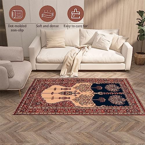 HASTHIP Prayer Mat for Muslims Anti Skid Prayer Rug Tassel Floor Carpet, Soft Thick Velvet Multipurpose Meditation Mat Islamic Ramadan Gift - 120 * 80cm