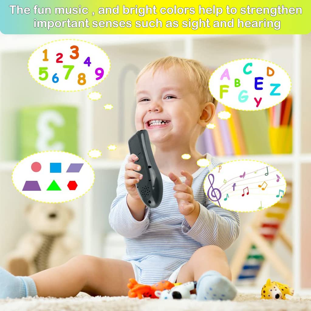 PATPAT Musical TV Remote Control Toys with Light and Sound, Musical Early Educational Remote Toy Realistic Preschool Leaning Toys for 6 Months+ Baby Toddlers Boys Girls - Black