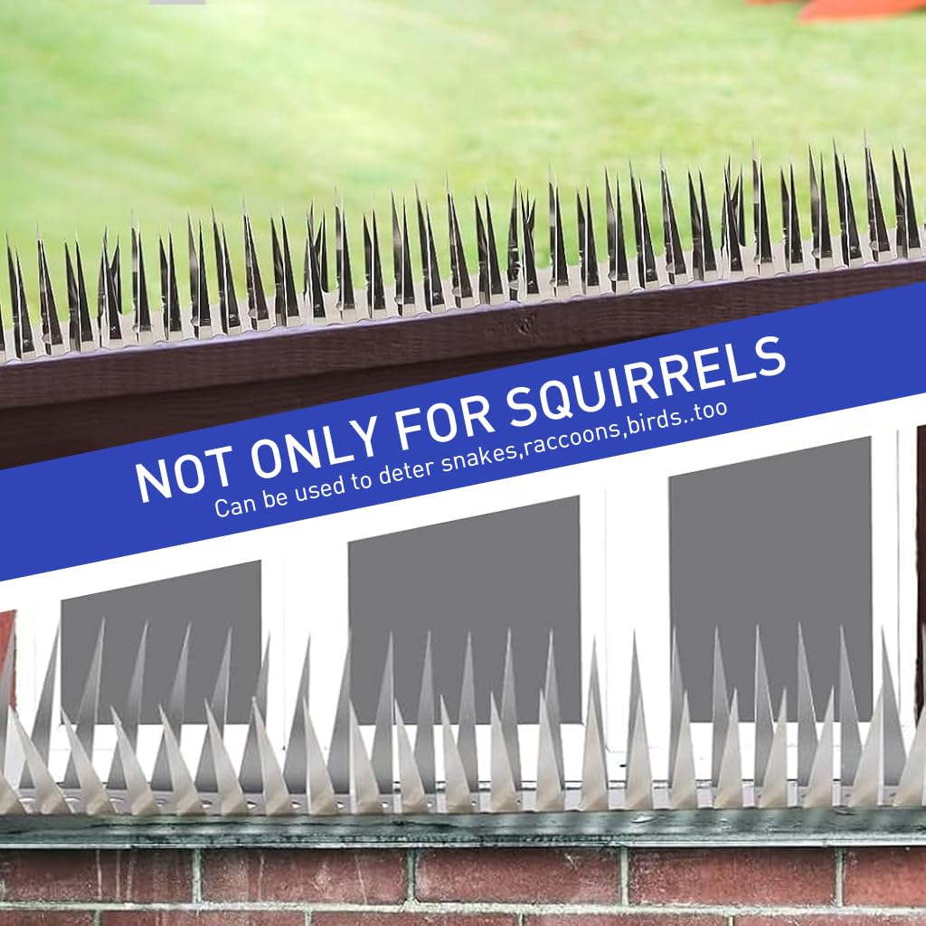 HASTHIP Outdoor Bird Deterrent Spikes - 100CM Collapsible Double Row Stainless Steel Spikes - Anti-Rat Crawling Spike - Repel Birds & Rodents - Spikes to Keep Birds Away - for Pipe, Facade, Parapet
