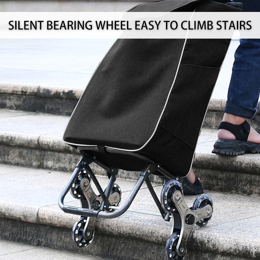 HASTHIP Stair Climber Trolley 6-Wheel Luggage Trolley Stair Climbing Hand Truck with Folding and Telescoping Handle, Stair Climbing Dolly Hand Carts for Shopping, Moving, Office Use