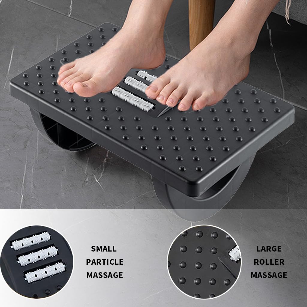 HASTHIP Foot Rest Under Desk Multifunction Swingable Foot Rest for Office Chair Ergonomic Foot Stool with Massage Texture and Roller Relieve Stiffness, Numbness Promote Leg Circulation