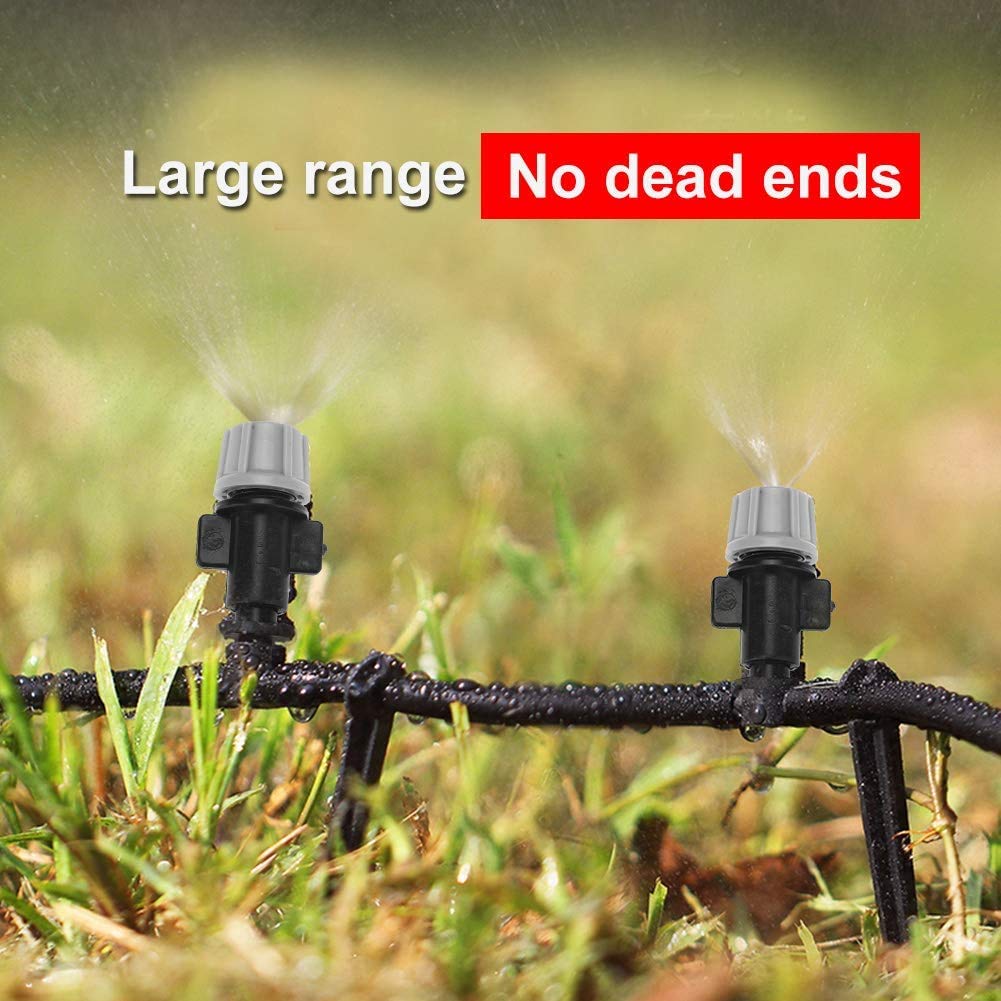 Proberos ZoMei ELEPHANTBOAT Plastic Sprinkler Heads Misting Nozzles with Tee Joints for Misting Watering Plant Flower Cooling System Home Garden Irrigation (Black) 40PCS Set