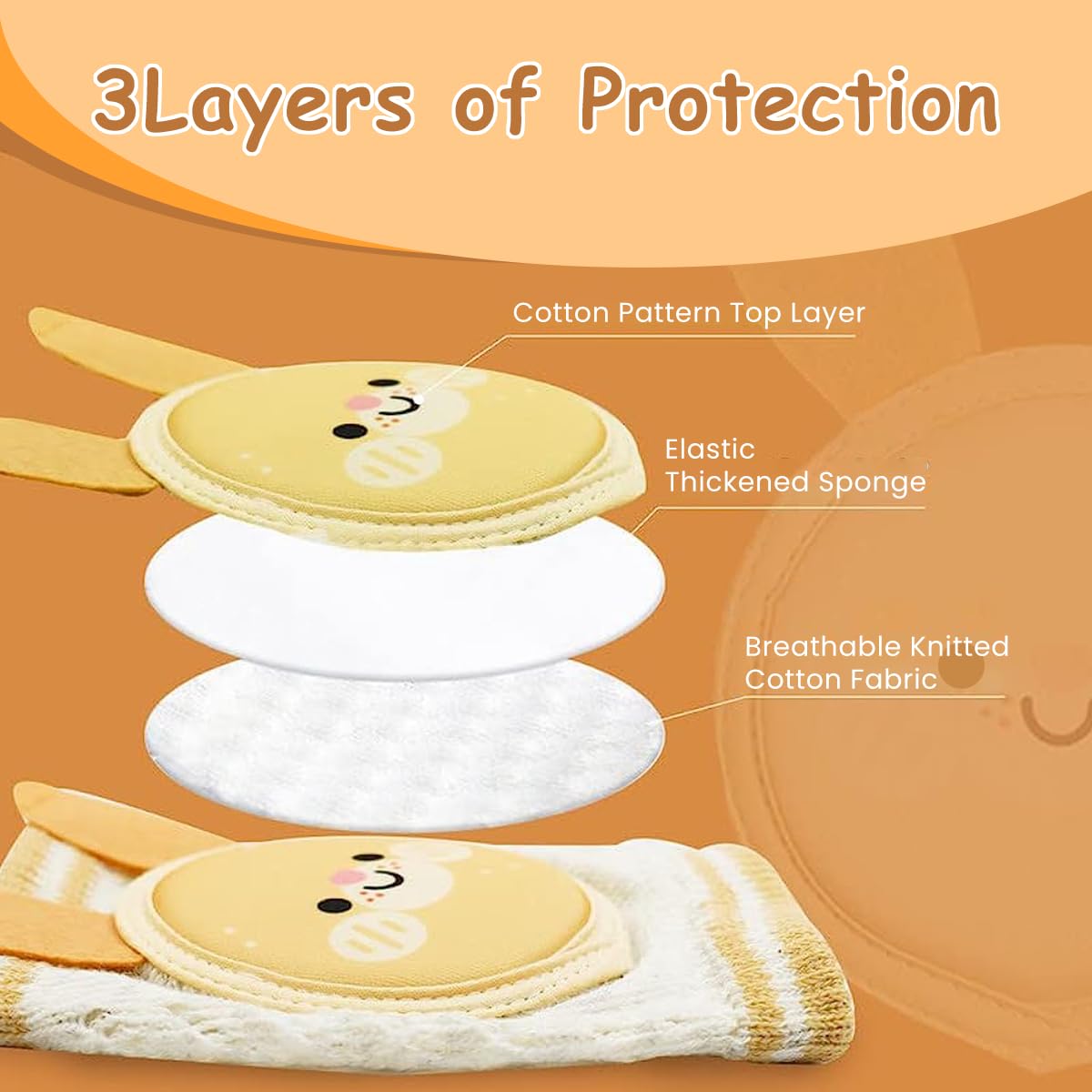 SNOWIE SOFT 2 Pair Baby Knee Pads for Crawling, Stretchy Knee Pad for Baby, Toddlers, Infant, Girl, Boys Walking Practice, Breathable Knee Cap for Baby Under 4 Years Old
