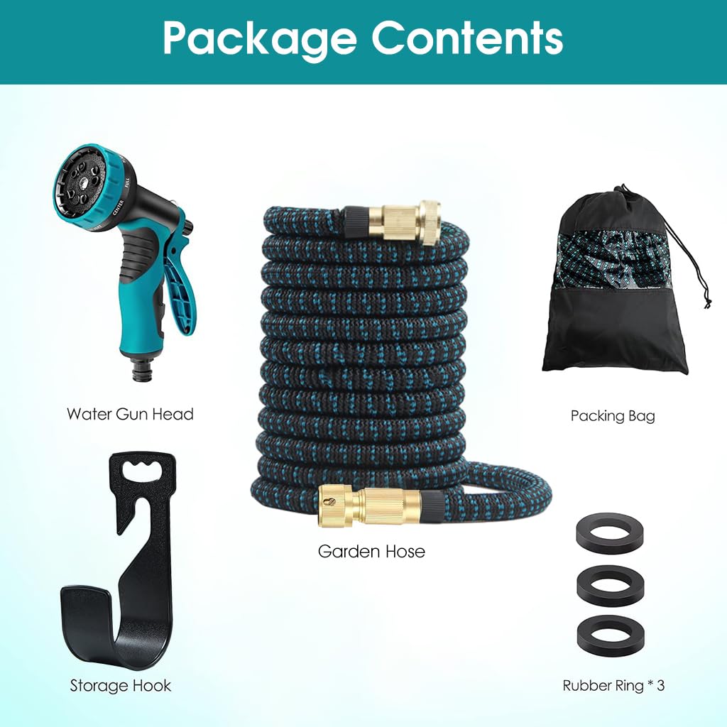 HASTHIP 15m Garden Hose Pipe with 10 Function Sprayer Gun, Expandable EVA Lightweight Anti-Kink Flexible Water Hose with Pressurized Nozzle Sprinkler for Home Garden Car Washing Pet Bathing
