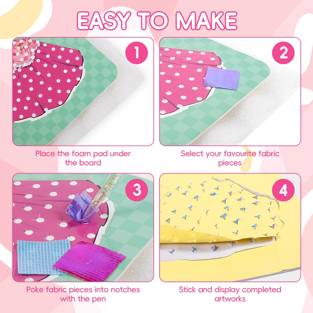 PATPAT DIY Art Painting Kit Paper Art Set of 12Pcs Princess Theme Girls 3D Dressing Painting Kit Kids Hands-on Art Craft Kit for Kids 3-6 Years Old Gift for Kids