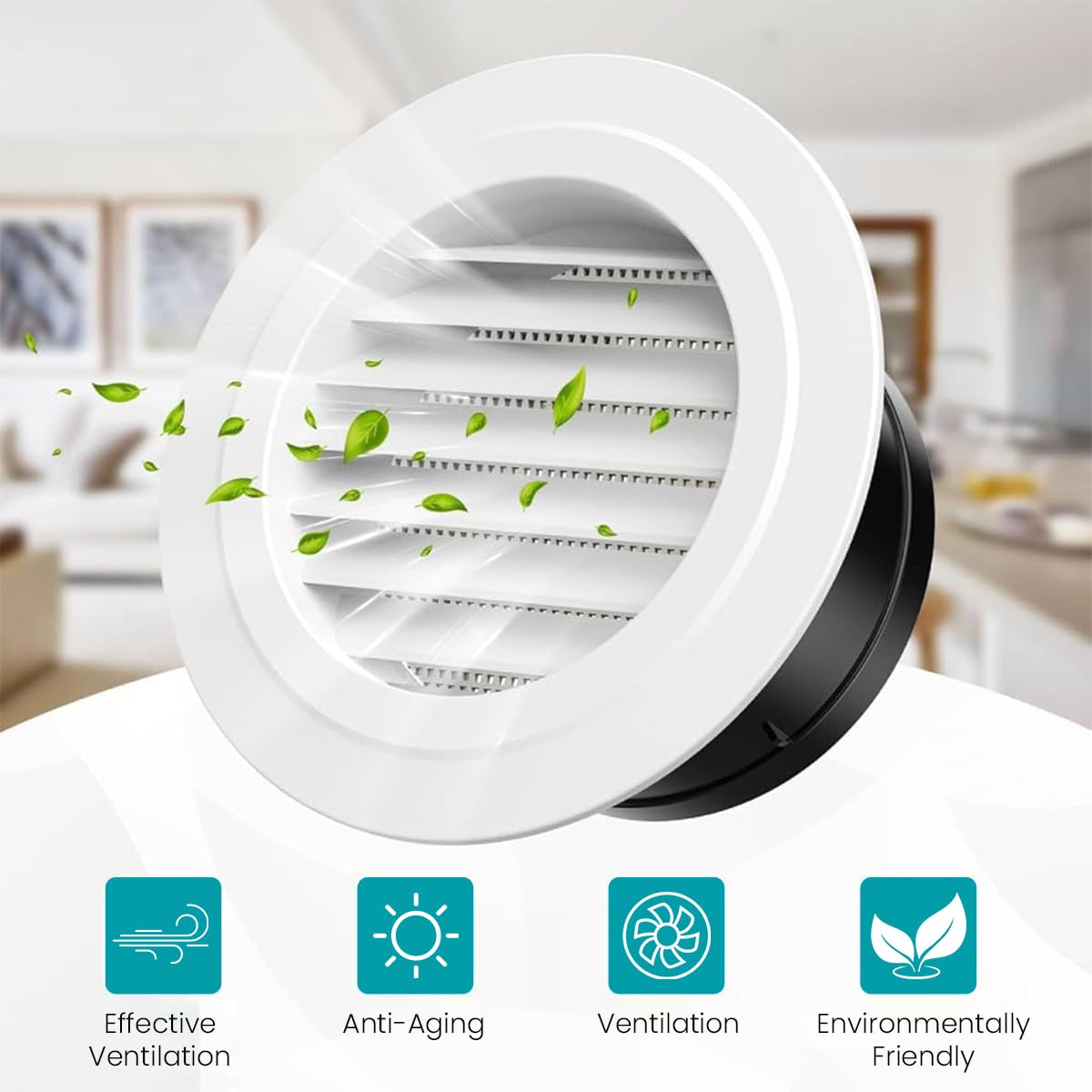 HASTHIP 6'' Air Vent Exhaust Ceiling Vent Air Vent False Ceiling Diffuser Bathroom Ceiling Air Exhaust ABS Round Air Vent Cover Grill for Room, Office