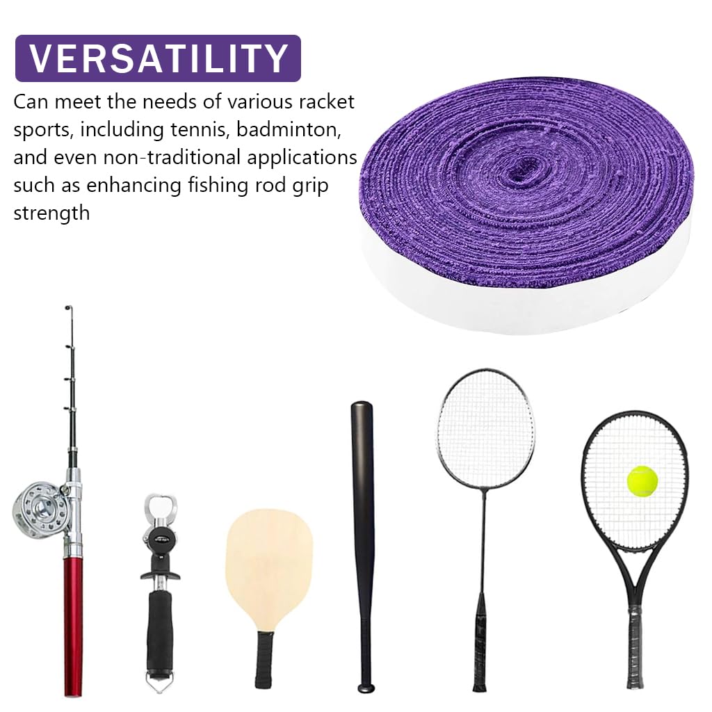 Proberos Towel Hand Glue,Cotton Anti-Skid Sweat Tape Badminton Racket OverGrip Sweatband Tape Wraps (Purple)