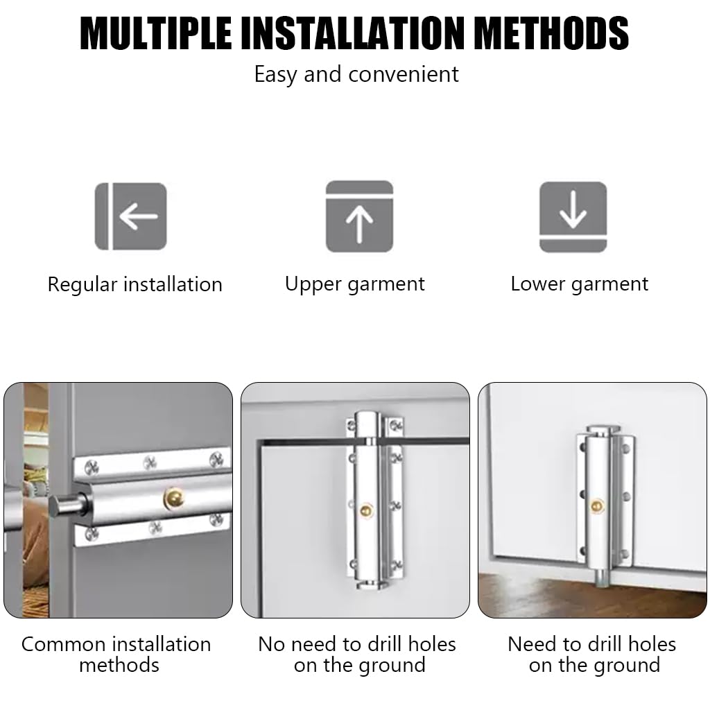 HASTHIP Auto-Retracting Spring Door Latch - Stainless Steel Safety Bolt with Advanced Mechanism, Secure Screw Mount for Home & Apartment Security, Ideal for Families with Children & Pets