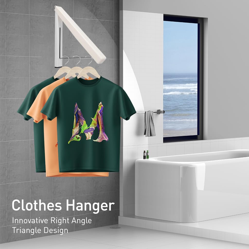 Serplex Folding Hanger Rack Wall Mounted Laundry Racks Space Saving Vertical Hanger Rack Drying Rack Screw Fixed Wardrobe Hanging Rack for Closet, Balcony, Wall, Room