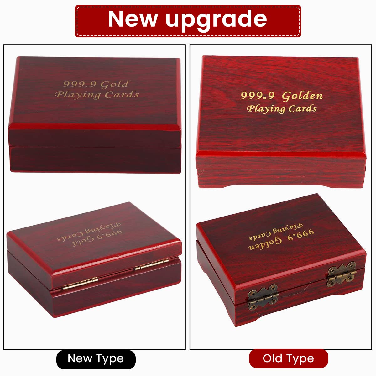 PATPAT Wooden Box Card Box Card Organizer Box Cards Deck for Poker Texas Game Palying Cards Poker Cards Storage Box, Red