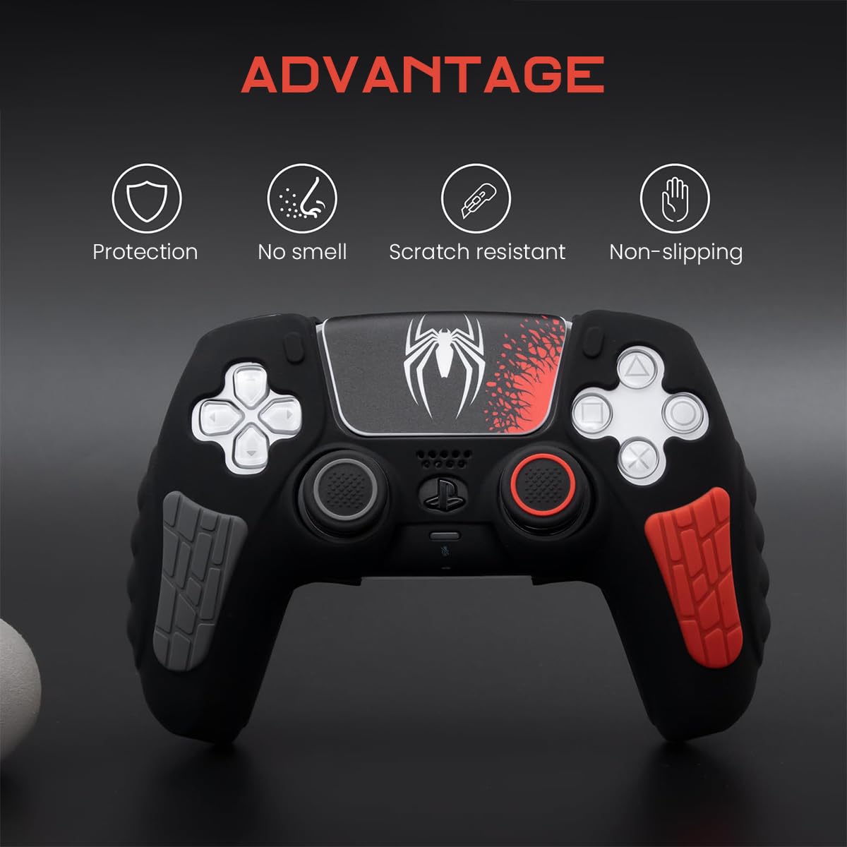 ZORBES PS5 Controller Cover Case, Anti-Slip Sweat Proof Silicone Cover Skin PS5 Controller Skin Cover for PS5 Dual Sense Controller with Thumb Grip Caps, Joystick Protectors and Cover Wrap Sticker