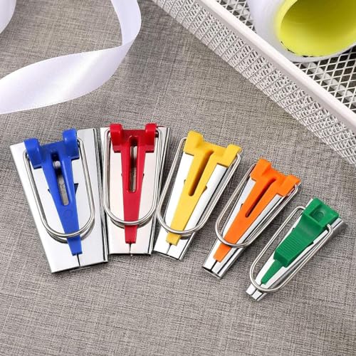 HASTHIP® Bias Tape Maker Set 5 Sizes 1/4 3/8 1/2 3/4 1 Inch DIY Quilting Tools Kit for Fabric Sewing and Quilting 2PCS