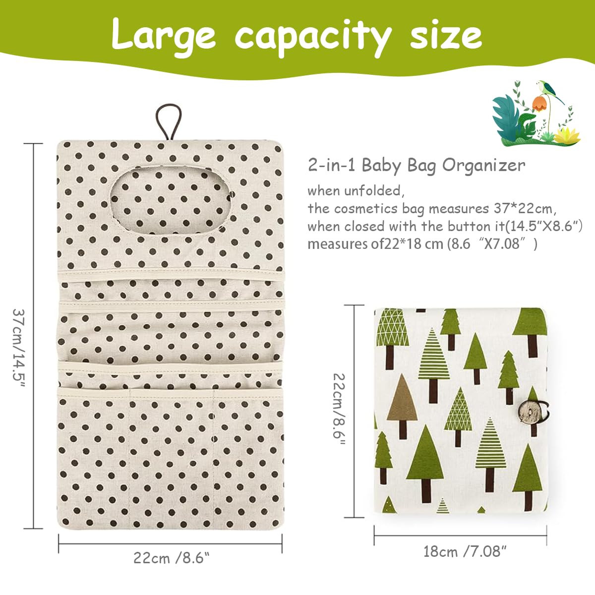 SNOWIE SOFT Baby Small Diaper Bag Accessories, Diaper Pouch Organizer Hanging Portable Mini Diaper Bag, Foldable Baby Diapers Bag