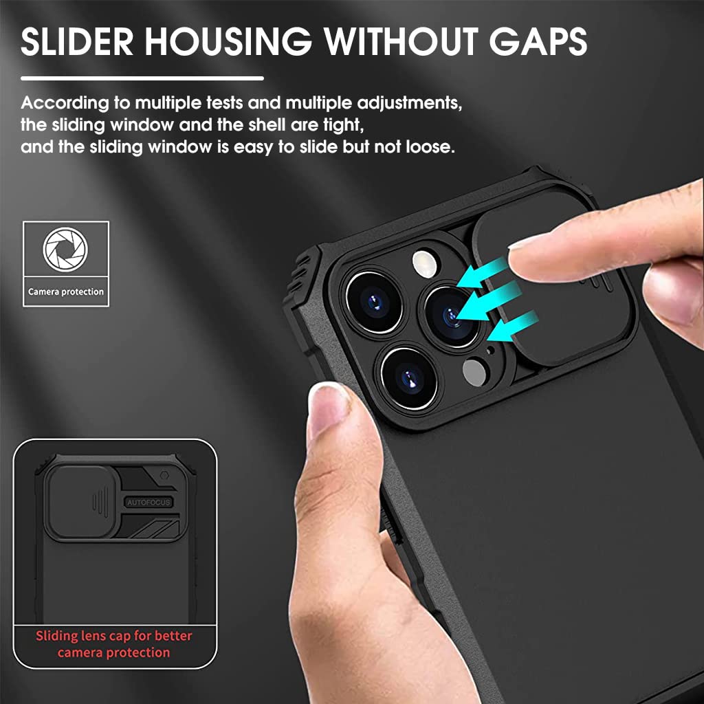 ZORBES for iPhone 13 Case with Stand, iPhone 13 Cover with Camera Protection, Shockproof Heavy Duty Protective iPhone 13 Case, TPU iPhone 13 Back Cover with Slide Camera Cover(1pcs)
