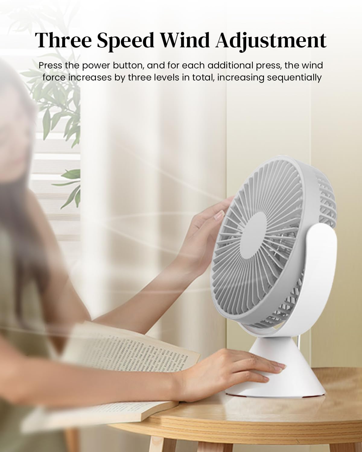 HASTHIP Portable Camping Fan with Folding Hanging Handle 360° Rotation Hanging USB Fan