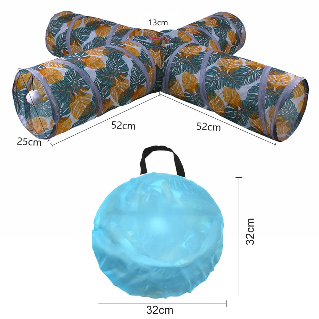 Qpets 4 Way Cat Tunnel Cat Toys Pet Tube Collapsible Play Toy Indoor Outdoor Kitty Puppy Toys for Puzzle Exercising Hiding Training Toys