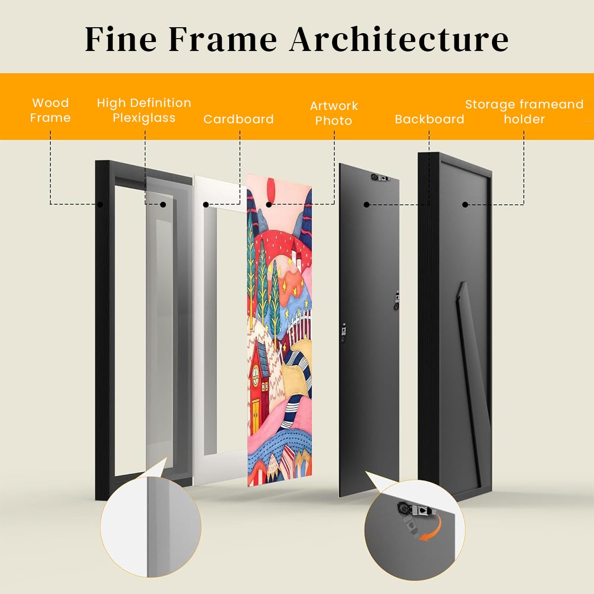 HASTHIP Kids Artwork Frames Changeable - 8.3x11.8 inches Kids Art Frame Front Opening Holds 50, Display & Change Kids' Paintings, Photos, Certificates with Easy Wall Mount or Desk Stand (Black)