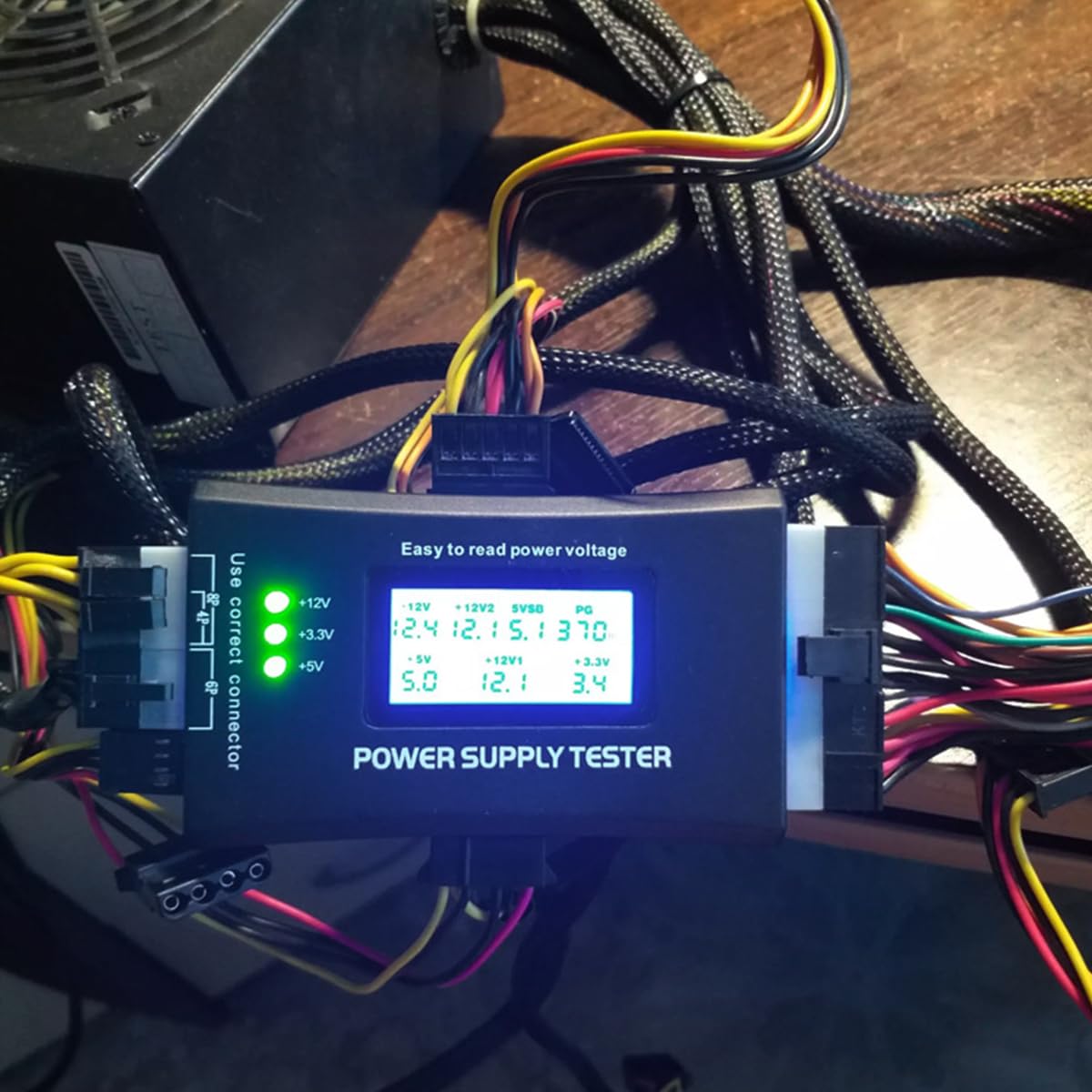 Serplex Computer PC Power Supply Tester, ATX/ITX/IDE/HDD/SATA/BYI Connectors Power Supply Tester Aluminum Alloy Enclosure ATX Power Tester with 1.8 inch LCD Screen