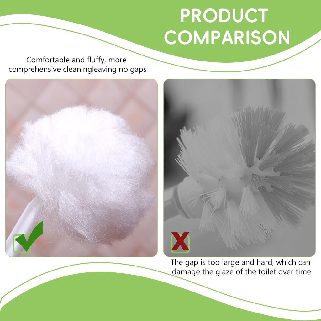HASTHIP 2 Pack Toilet Brush Set, Scratch Free Toilet Cleaning Brush, Soft Nylon Commode Cleaning Brush Easily Clean Toilet, Compact Size for Storage and Organization (White)