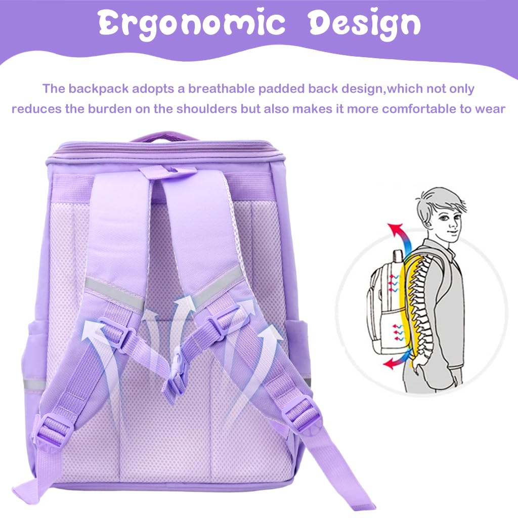 PALAY School Backpack for Girls Cartoon Unicorn School Backpack for Girls Double Layer Waterproof Primary Students Backpack Burden-relief School Backpack for Girls 6-8 Years Old Birthday Gift