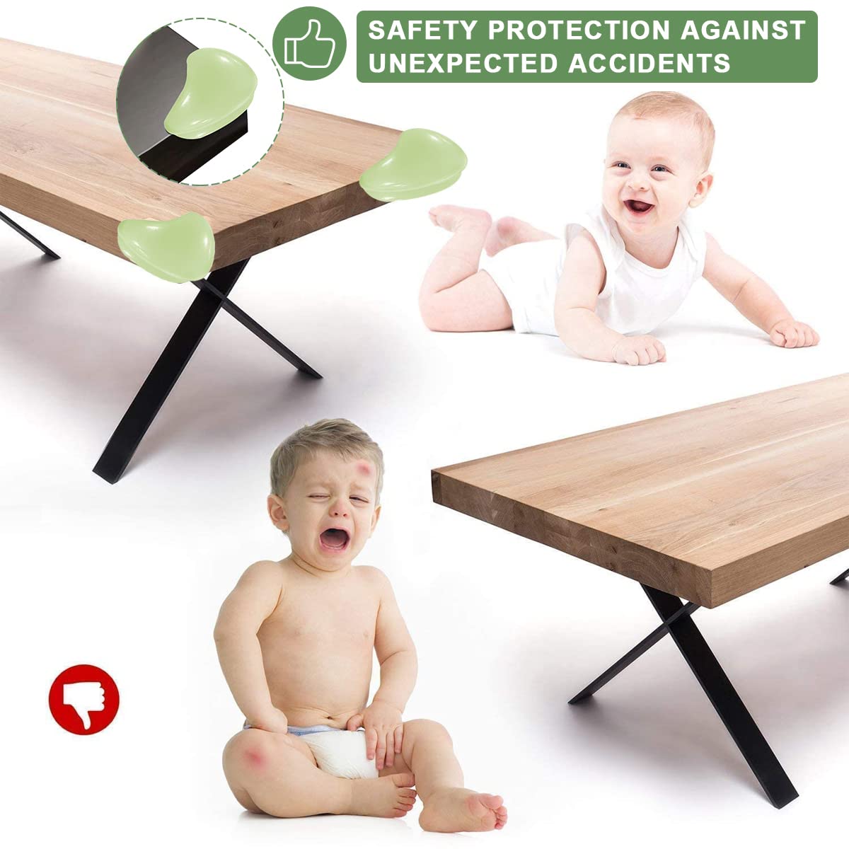 HASTHIP 10pcs Home Safety Luminous Round Table Smooth PVC Corner Protector,Self Adhensive Guard for Table,Furniture,Sharp Edges Baby Anti Collision Corner Guard