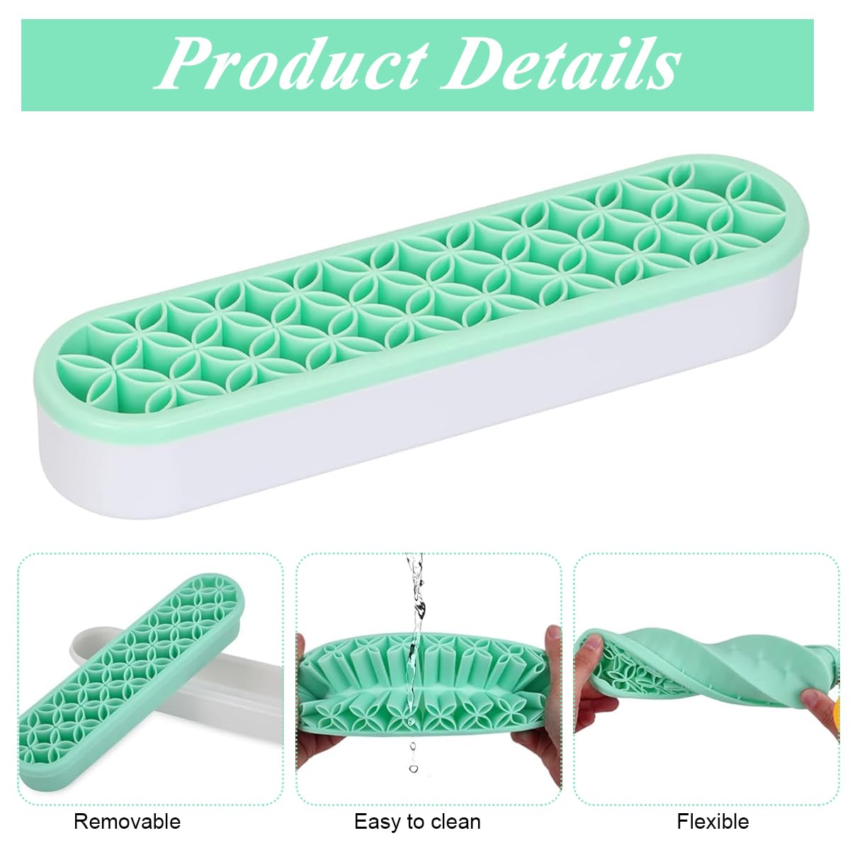 MAYCREATE Silicone Makeup Brush Holder Organizer Multi Slots Desktop Makeup Brushes Storage Stand Make Up Brush Drying Holder for Dressing Table - Green, Space Saving