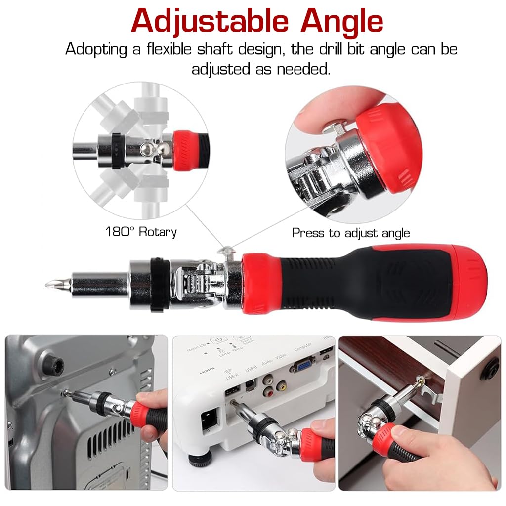 Serplex 13 in 1 Multi Screwdriver Tool Set Adjustable Angled Ratcheting Screwdriver 13pcs Chrome Vanadium Steel Bits with Bit Storage Design Portable Multi Screwdriver Household Tool Garage Tools