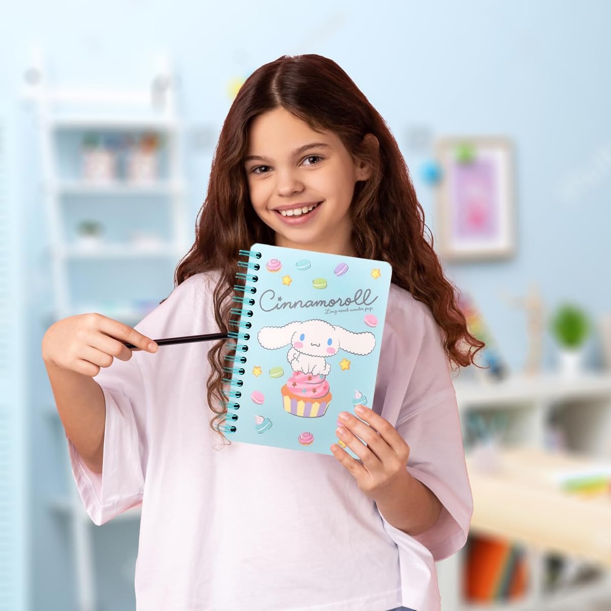 HASTHIP Me-lody School Supplies Set, Cute Stationery Supplies Set with Notebook, Pencil Pouch, Click Pens, Assorted Me-lody Cartooon Stickers, Girls School Gift Set Birthday Return Gifts