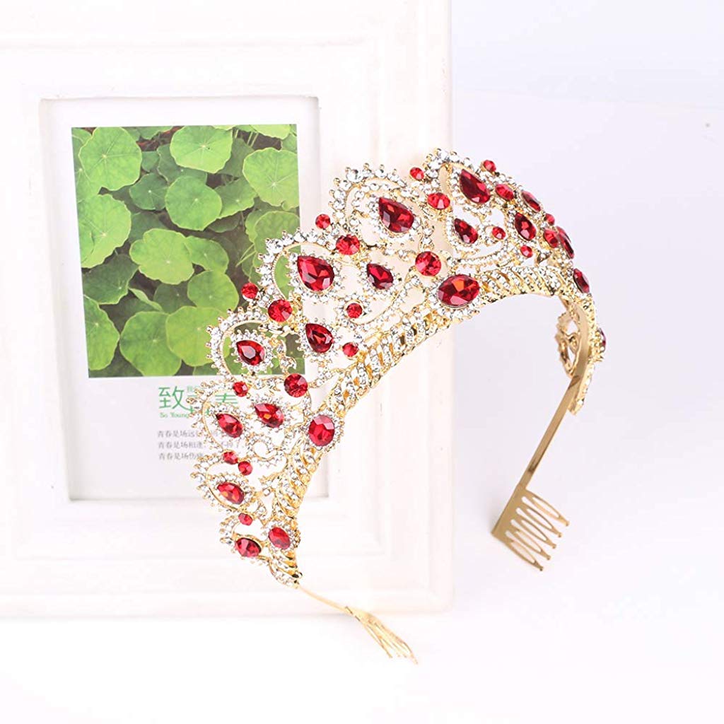 GUSTAVE Women Luxurious Crystal Rhinestone Bridal Princess Crown Headpieces Tiara Accessory with Comb for Girls