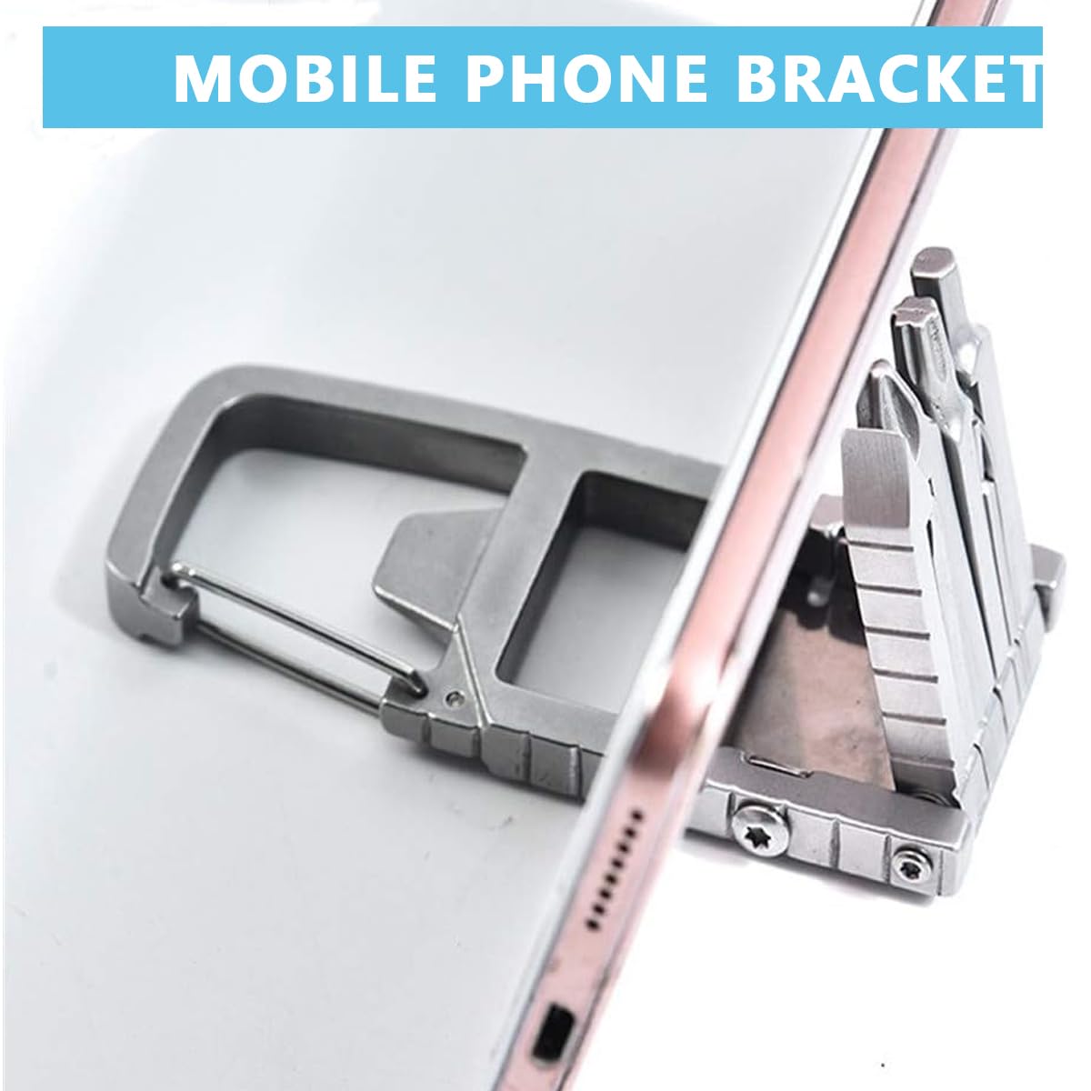 HASTHIP Keychain Multi Tool 12 in 1 Folding Multipurpose Tool with 6 Mini Screwdriver Bits, Cutter, SIM Card Ejector Tool, Bottle Opener Keychain, Phone Holder, Pocket Mini Multitool