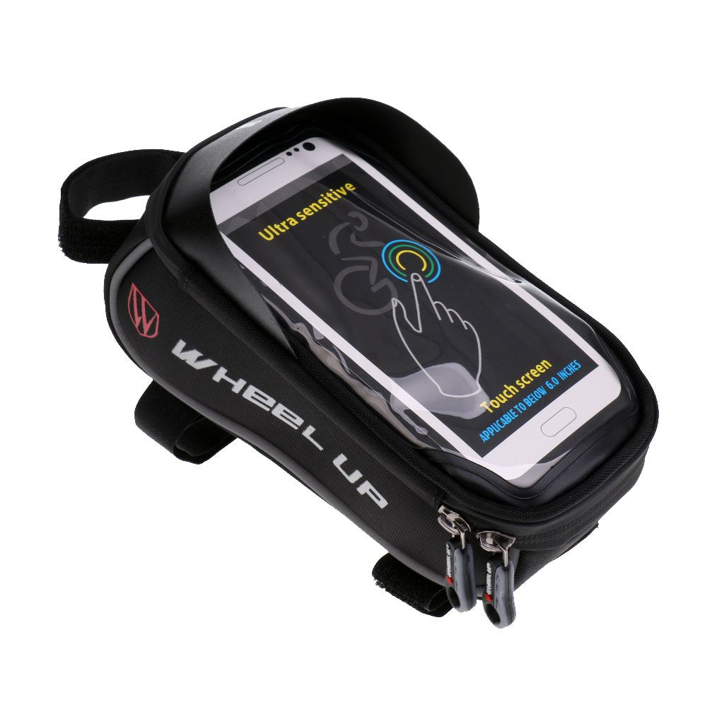 Proberos PLAY HARD Waterproof, Headphone Hole, Thermoplastic Polyurethane (TPU) Touch Screen, Bicycle Bag Frame Bags Suitable for Smartphones Within of 6 inches (Black)