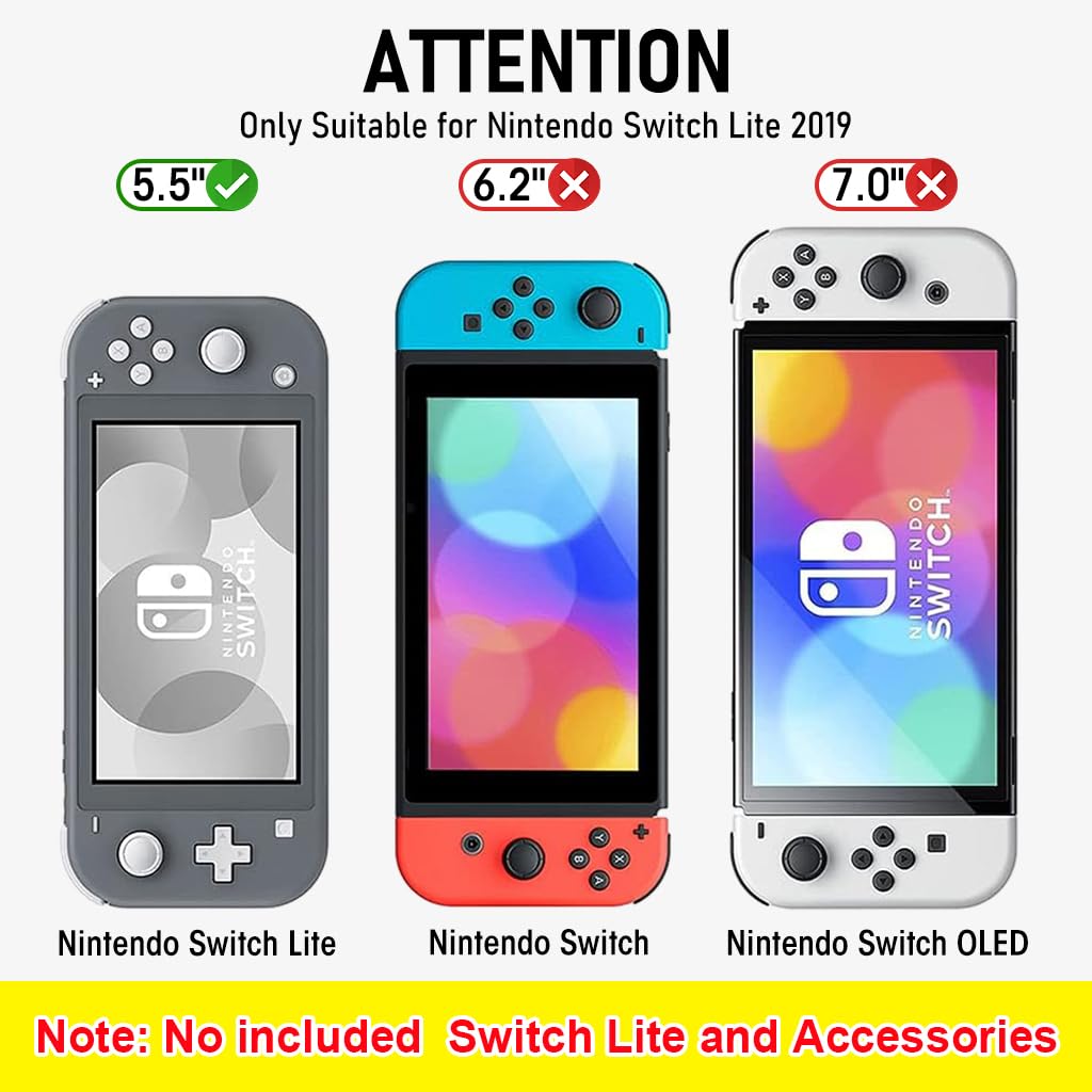 ZORBES for Switch Lite Case, 2 in 1 Anti-Scratch Protective Case for Nintendo Switch Lite, with HD Screen Protector Cover Hand Grip Case TPU Skin Cover for Switch Lite, Not Included Switch Lite