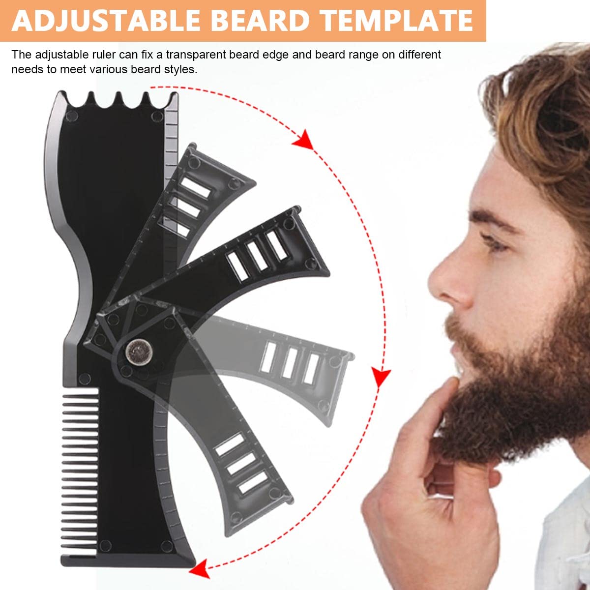 HASTHIP Beard Shaper Kit | Complete Shaping & Styling Tools Set with Adjustable Template, Razors, Barber Pencil - Many Styles Beard Stencil Guide Template Outliner for Men, Husband Gift