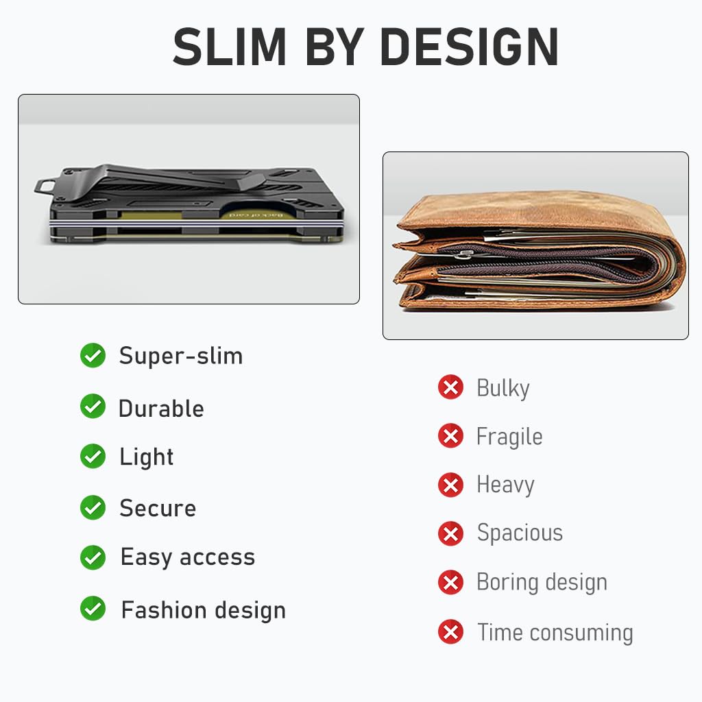 HASTHIP 2 in 1 Metal Money Clip Wallet with with Clear ID Card Holder, RFID Blocking, Holds up 1-12 Cards with Cash Clip, Ultra-Thin Minimalist Wallet for Men, Credit Card Holder ID Badge Holder