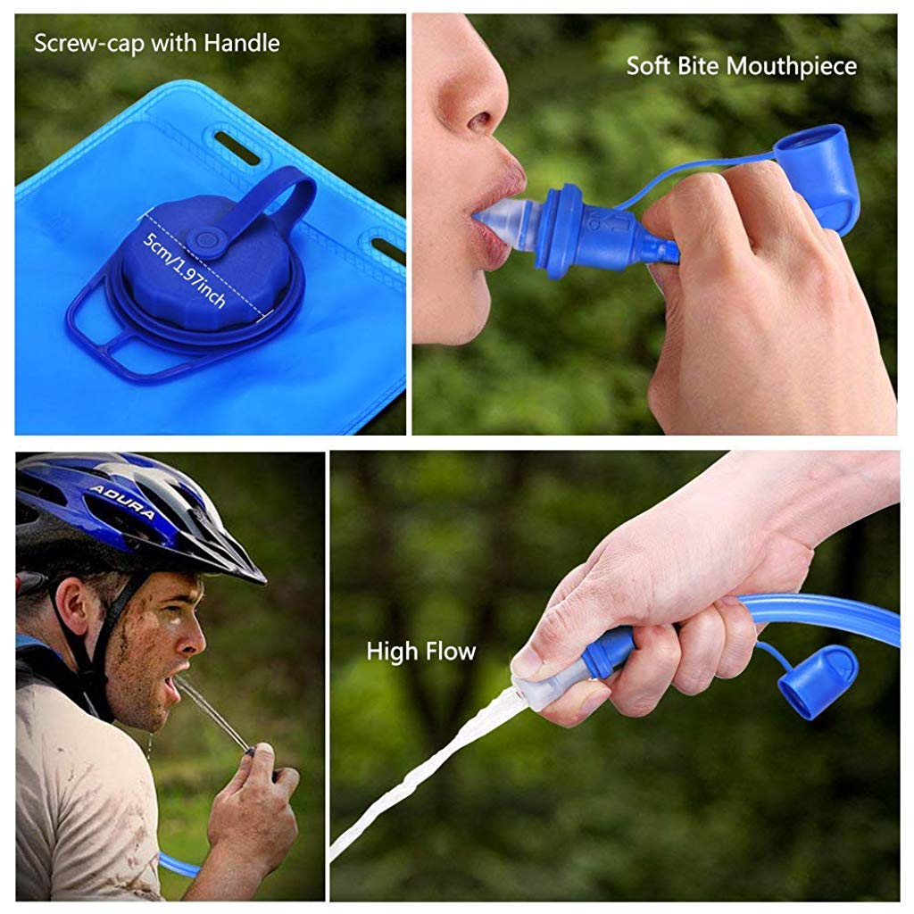 Proberos Premium Anti-Bacteria Material Hydration Upgraded Leak Proof Water Reservoir Hydrating Bladder for Hiking Cycling, Running (Blue, 13.8'' x 6.8'')