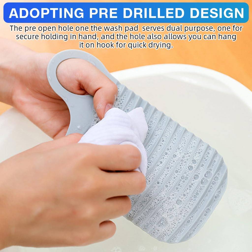 HASTHIP 4pcs Handheld Mini Washboards for Baby Towel Bibs Corrugated Rubber Washboard with Hole, Multipurpose Mini Washboard for Baby Clothes, Bibs, Socks, Underwear, Makeup Brushes, 9.5x18.5cm