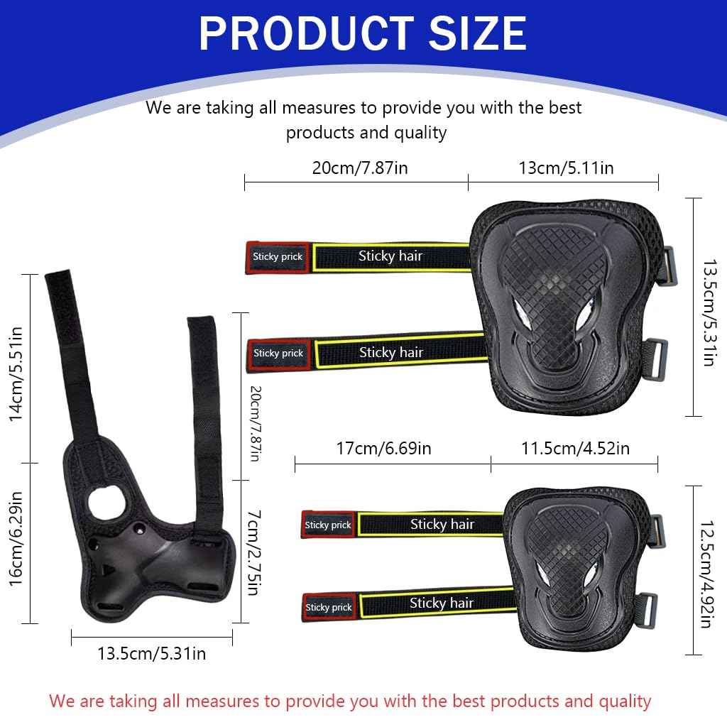 Proberos 6Pcs Kid Protective Set, Arm Guards & Elbow Pads Thicken Breathable Pads Guards for Rollerblading, Cycling, Skating and Other Activities Prone to Knee Injury, Black