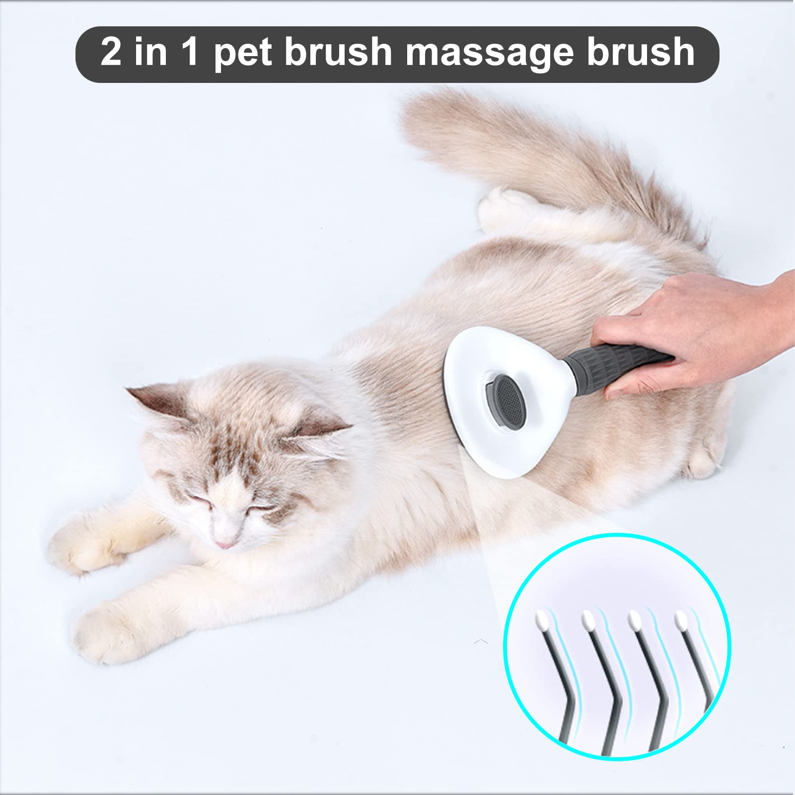 Qpets Pet Grooming Brush Daily for Medium Long Hair Dog, Use to Clean Loose Fur & Dirt Great-Grey