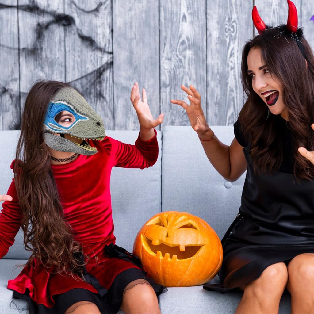 PATPAT Halloween Mask Kids Mask Dinosaur Mask Elastic Headband Dinosaur Head Mask with Moving Open Jaw Cosplay Mask Party Favor Role Play Game Prep Children's Gift