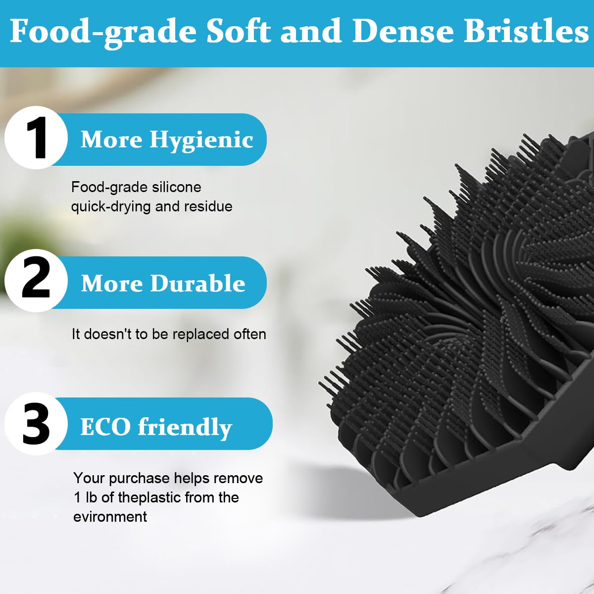 MAYCREATE Silicone Body Scrubber, Exfoliating Body Scrubber for Sensitive Skin, Soft Massage Body, More Hygienic Than Traditional Loofah, Gentle Exfoliating for Sensitive Skin, Black