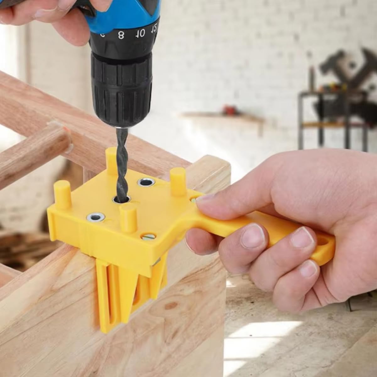 Serplex 8Pcs Hole Drilling Locator Tool Set Includes 3 Dril Bits, Drilling Bushings Self Centering Doweling Jig Hole Drilling Locator Tool with Handle Multi Hole Drilling Locator Tool for Wooden Work