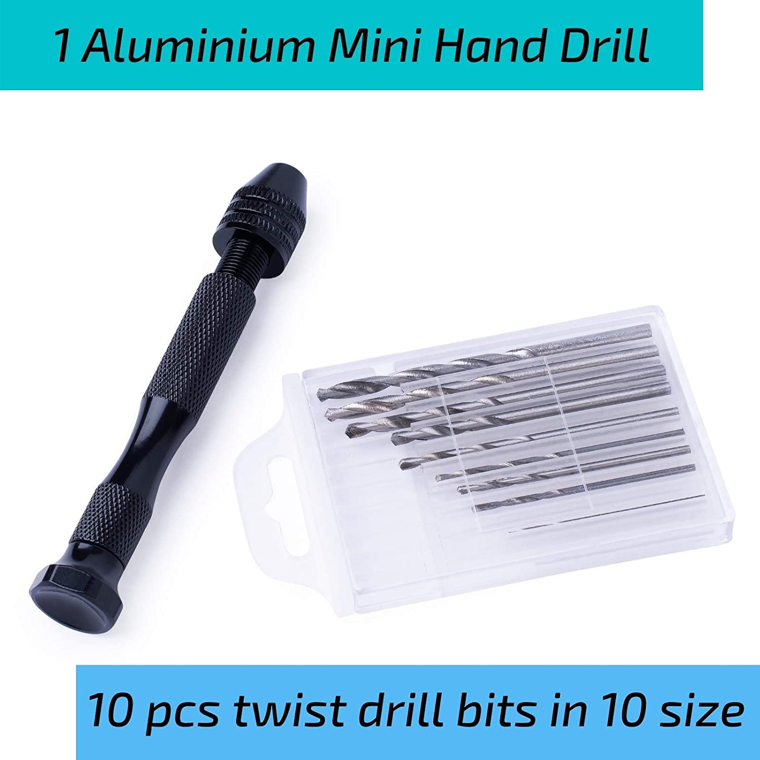 Supvox 11 Pieces Hand Drill Bits Set for Jewelry Making Include 1 Pin Vise Hand Drill and 10 Twist Drills (0.8-3.0mm) for Resin Casting Molds Diamond Tipped Bead Plastic Keychain Pendant