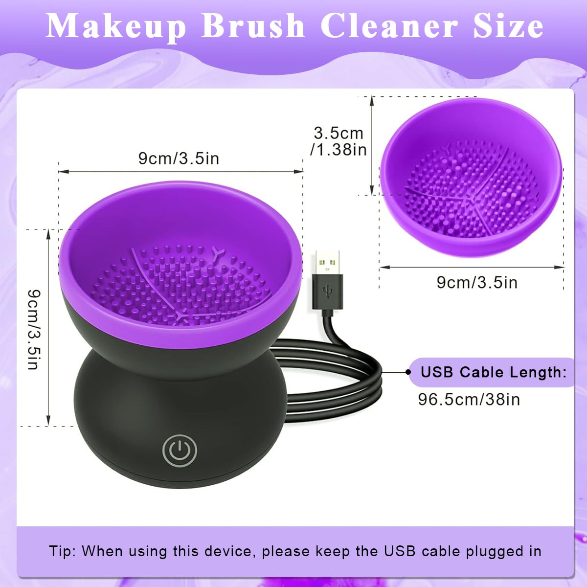 MAYCREATE Electric Makeup Brush Cleaner Machine, Silicone Makeup Brush Cleaning Cup, Portable USB Automatic Spinner Cleaner for All Size Brushes