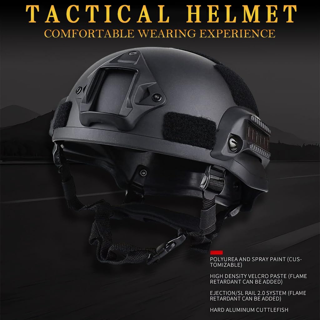 Proberos Tactical Helmet Strap Anti-Impact High Strength ABS Tactical Helmet Military Tactical Helmet Modularity Helmet with Adjustable Chin Mount for Multicam Military Sports CS Game