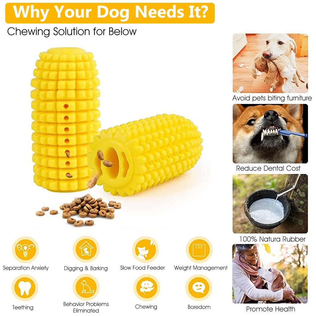 Qpets Dog Chew Toys, TPR Corn Chew Toy for Dog Teething Chewing Toy with Cotton Ropes, Sturdy Chew Toys, Interactive Pet Toys Gift Toy for Dog Small Puppies and Medium Dogs