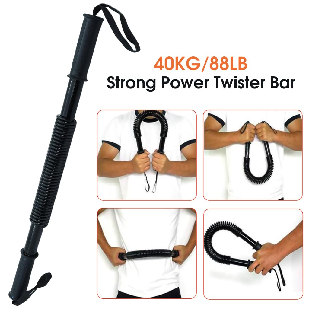 Optifit 40kg Power Twister Bar, Arm Strength Training Twister for Chest, Shoulders, Upper Body Strength Training Workout for Arm Builder, Professional Heavy Duty Power Twister Bar